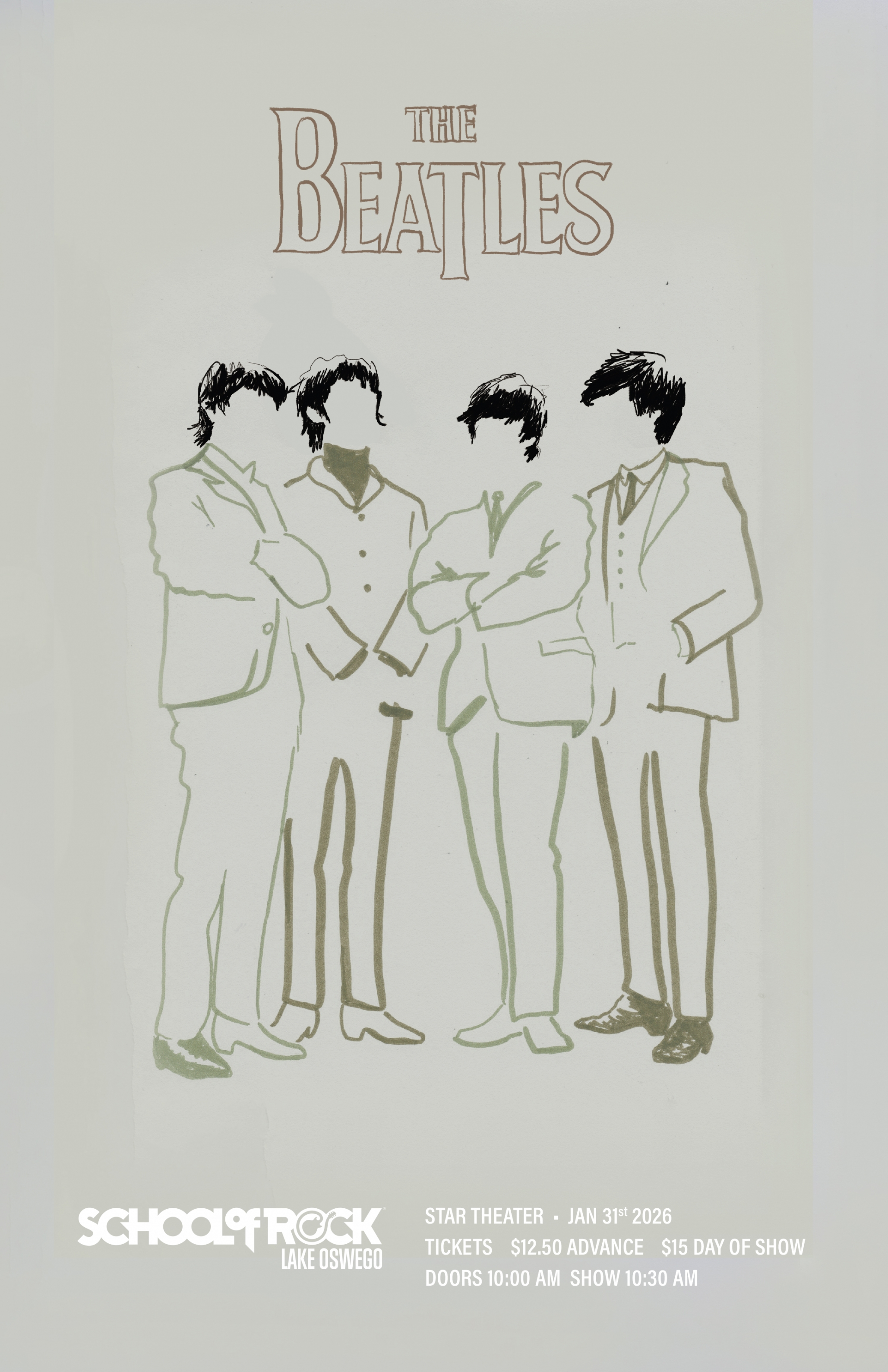 School of Rock Lake Oswego Presents The Beatles, Saturday Jan 31, Star Theater, Doors 10:00 am, Show 10:30 am,  $15 Cash at the door