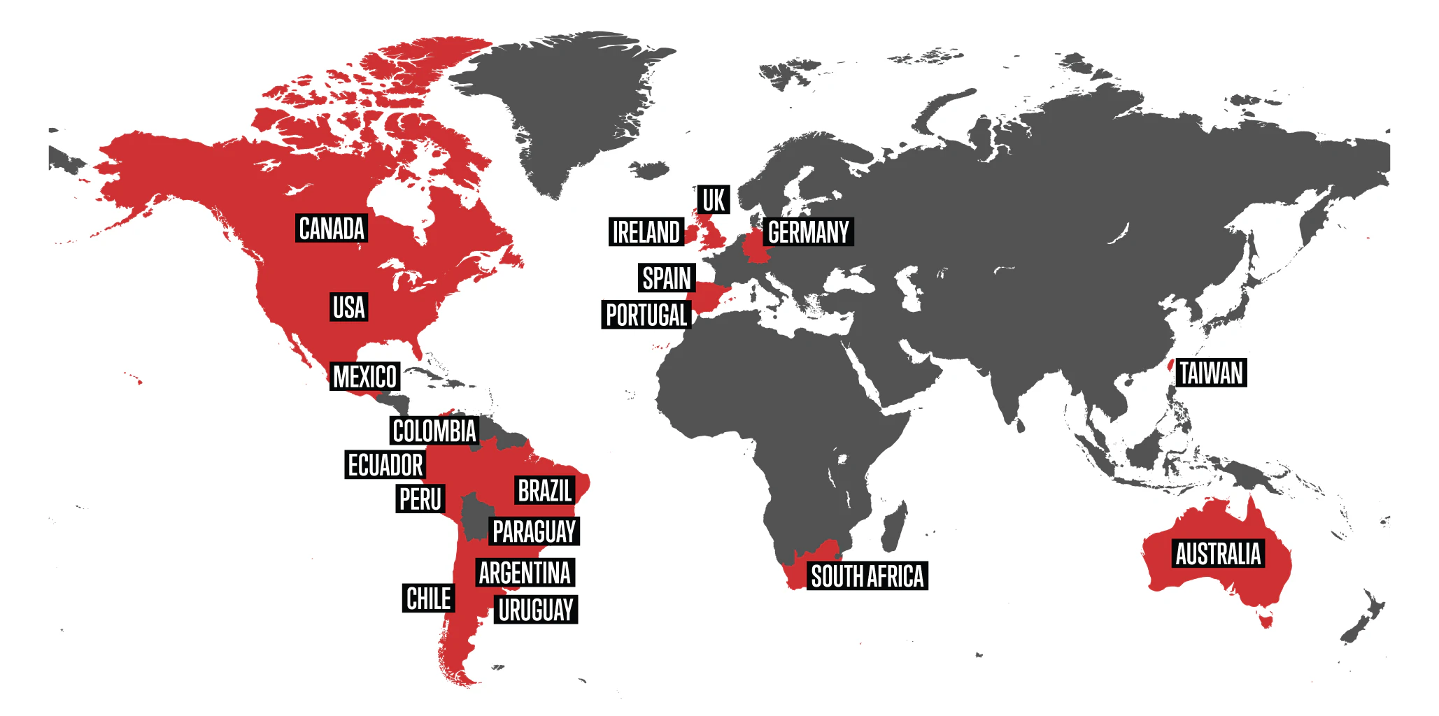 Map of current School of Rock franchise locations
