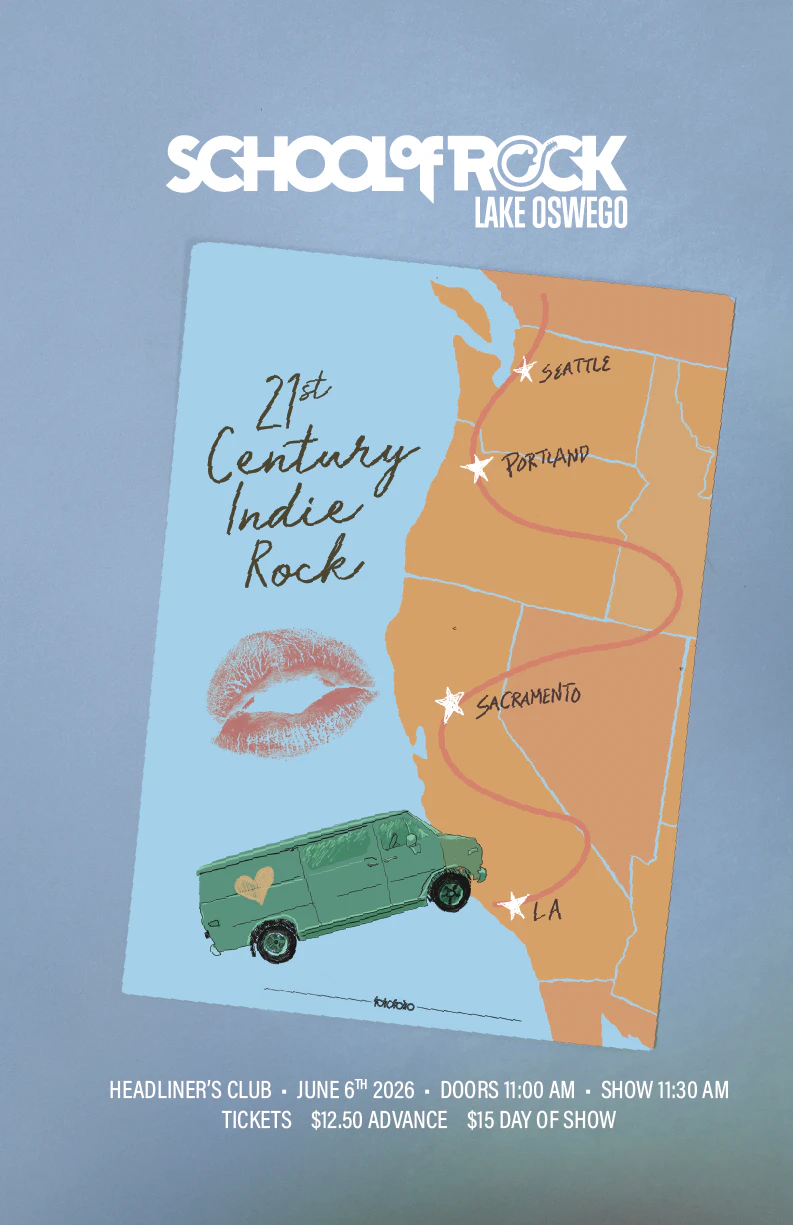 School of Rock Lake Oswego Presents 21st Century Indie Rock, Saturday June 6, The Headliners Club, Doors 11:00 am, Show 11:30 am,  $15 Cash at the door