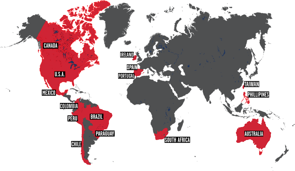 Map of current School of Rock franchise locations