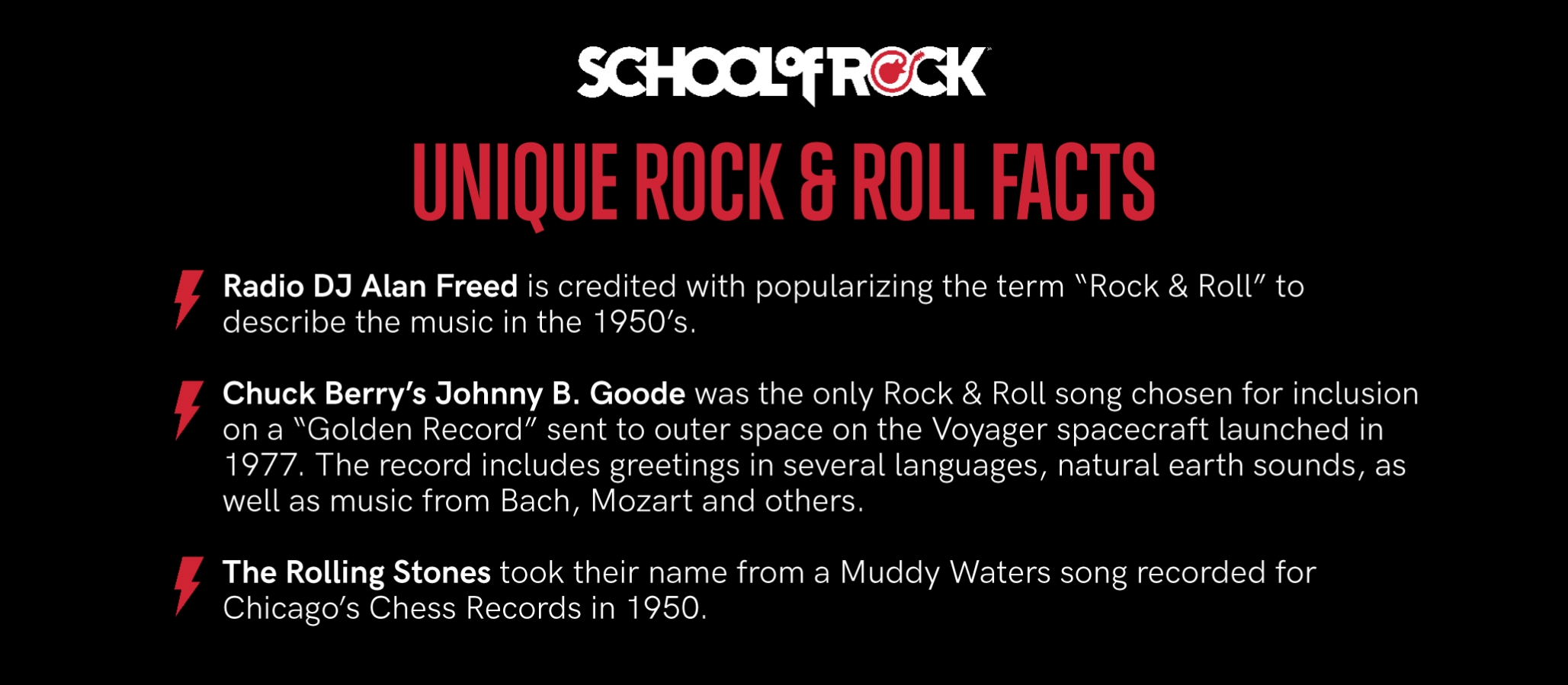 Unique rock & roll facts