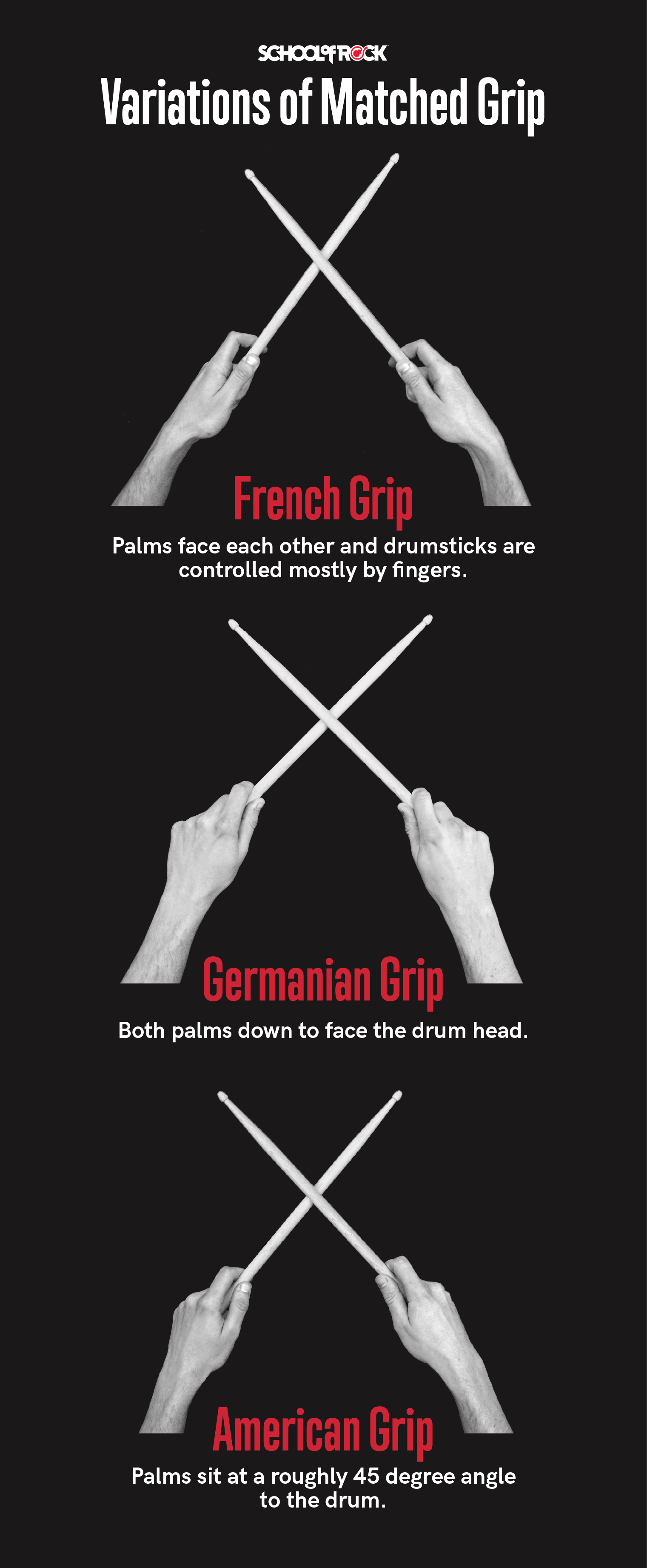 Variations for matched grip for drums