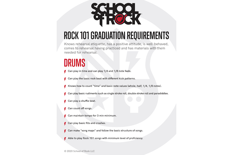 Drums Rock 101 Graduation Requirements