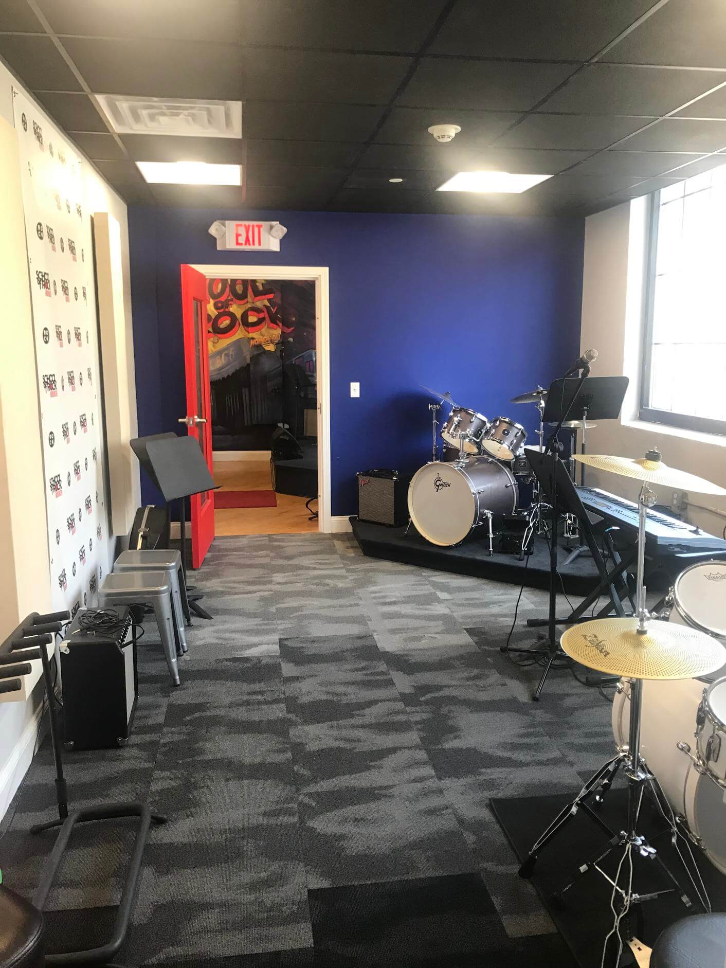Our second rehearsal room/drum room.