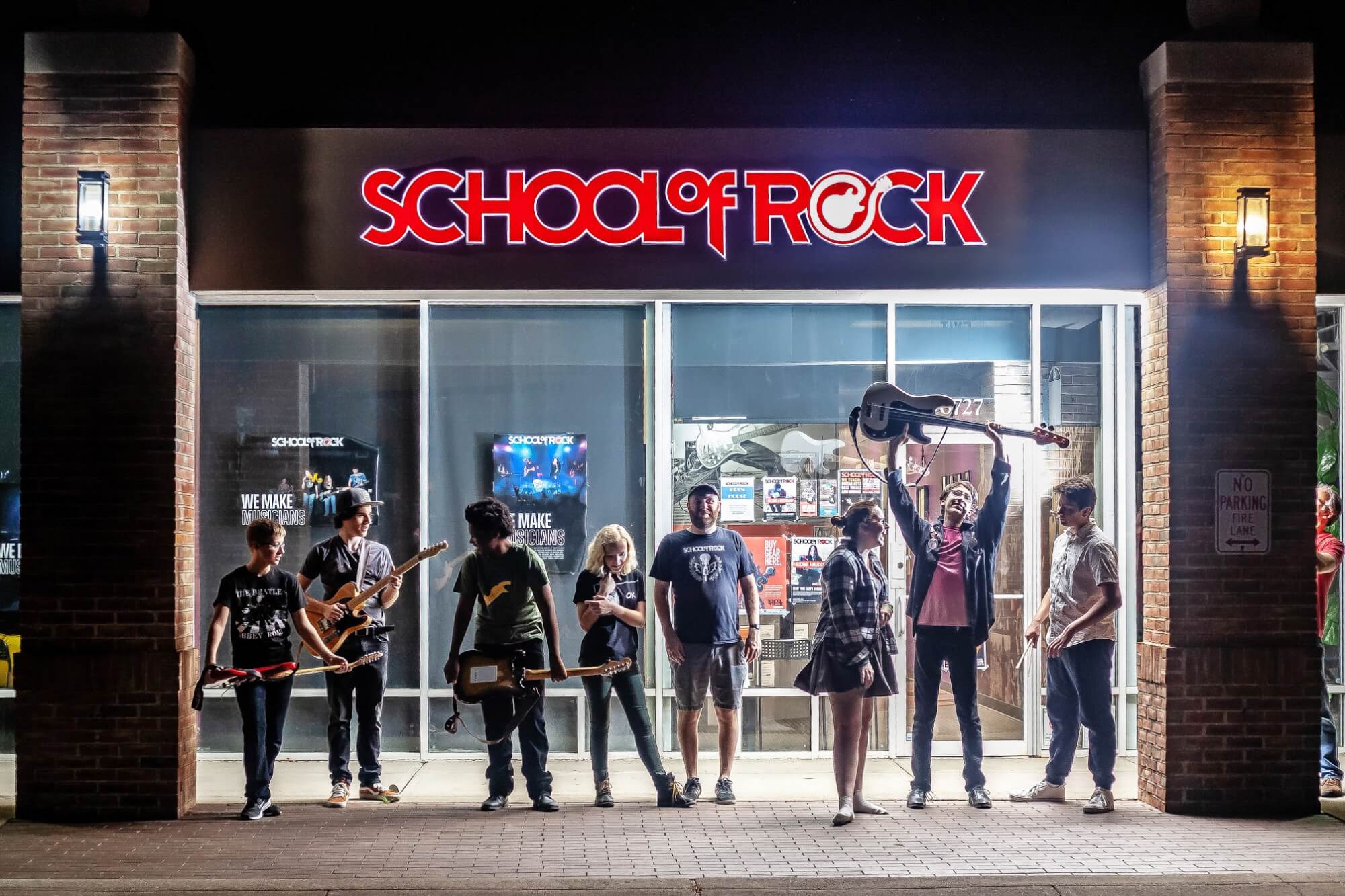 Students outside of School of Rock Dublin.