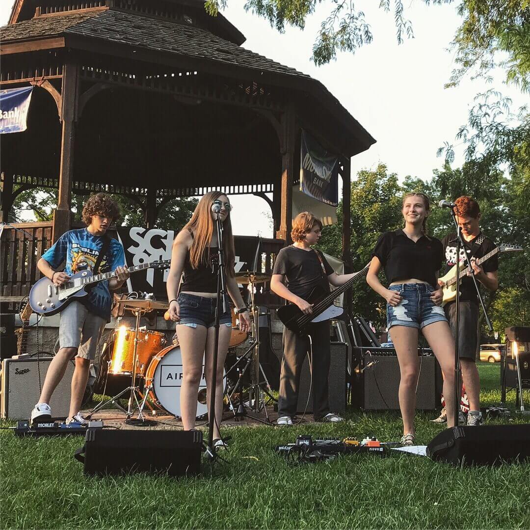 Our House Band performing on the Natick Common for the Natick Summer Concert Series.