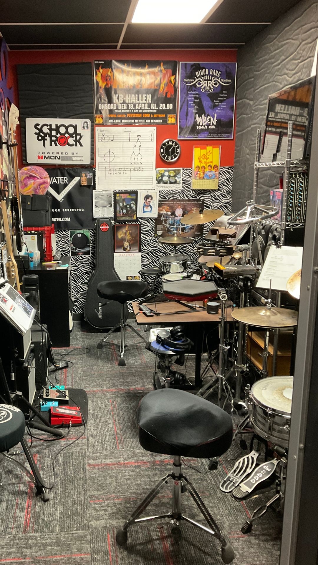 Drum Lessons are on Full Acoustic Drum Kits and are one one one with a drum teacher working on individual technique so the group has a solid foundation to work with!