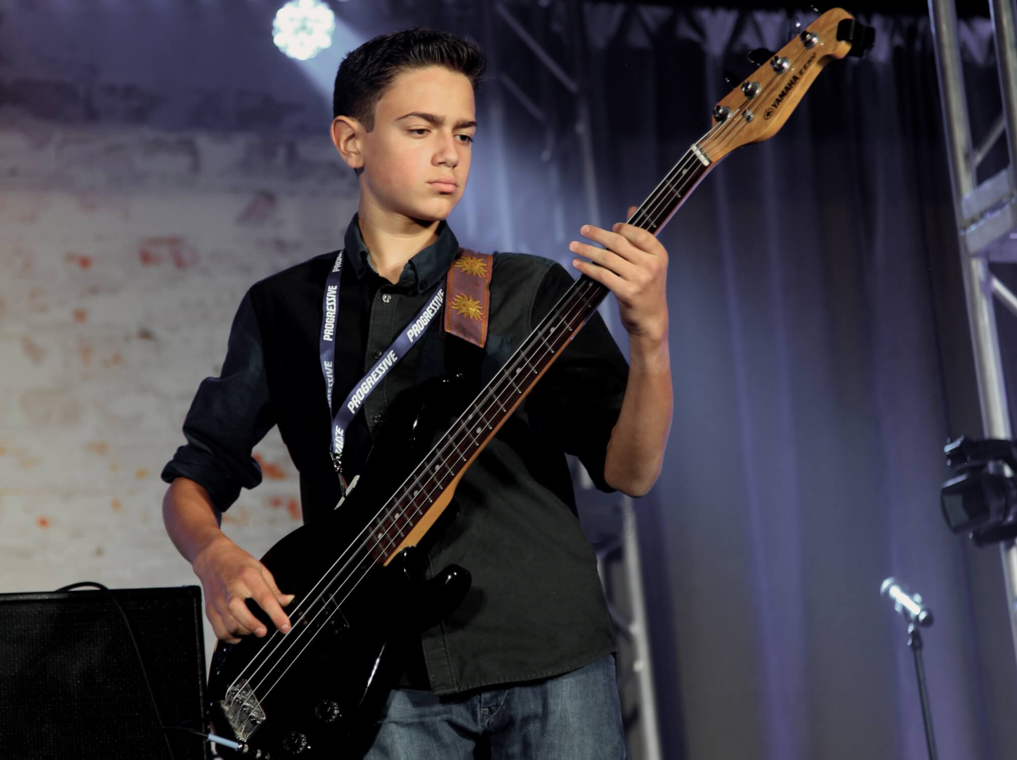 One of our students plays the bass.