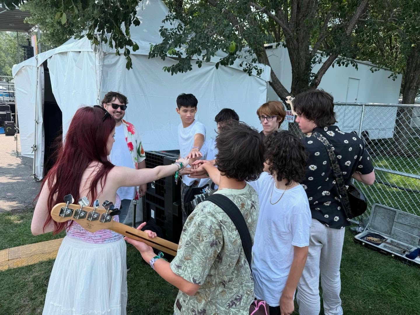 House Band backstage before their set at Lollapalooza