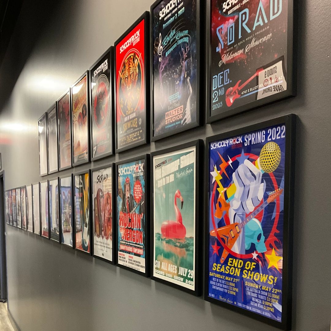 Having been open for over 12 years, we have a lot of history in the Valley of the Sun!  This is our previous show poster wall!