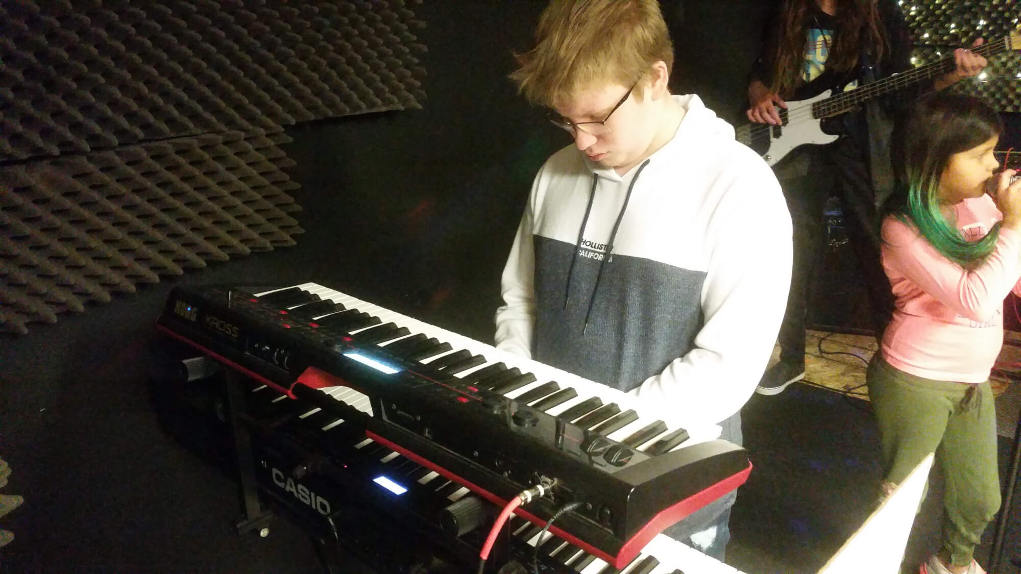 One of our students mastering the keys during rehearsal.