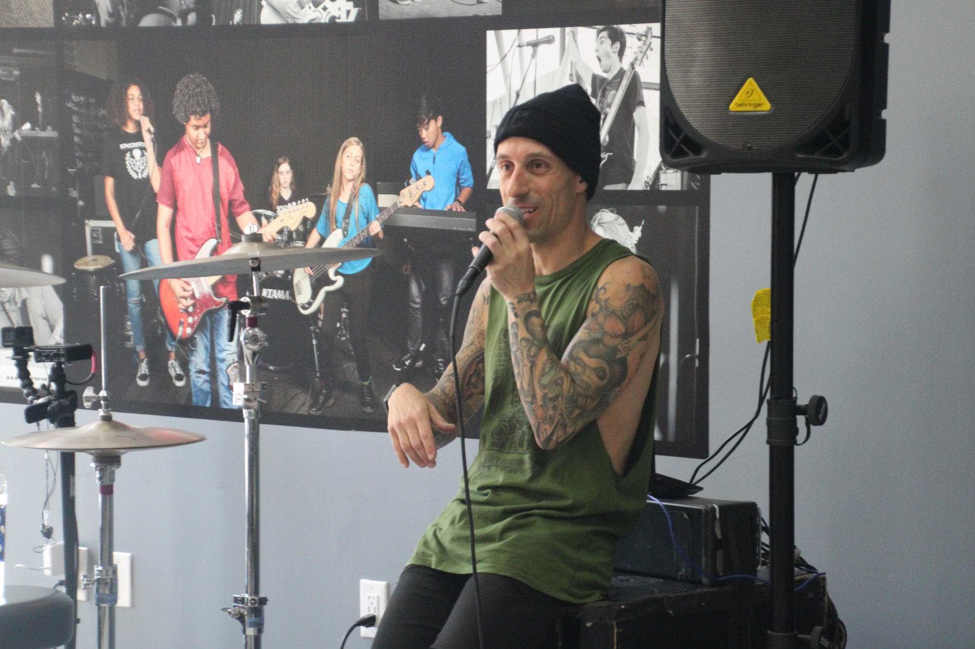 Frank Zummo Drummer SUM 41 at School of Rock visiting with the kids