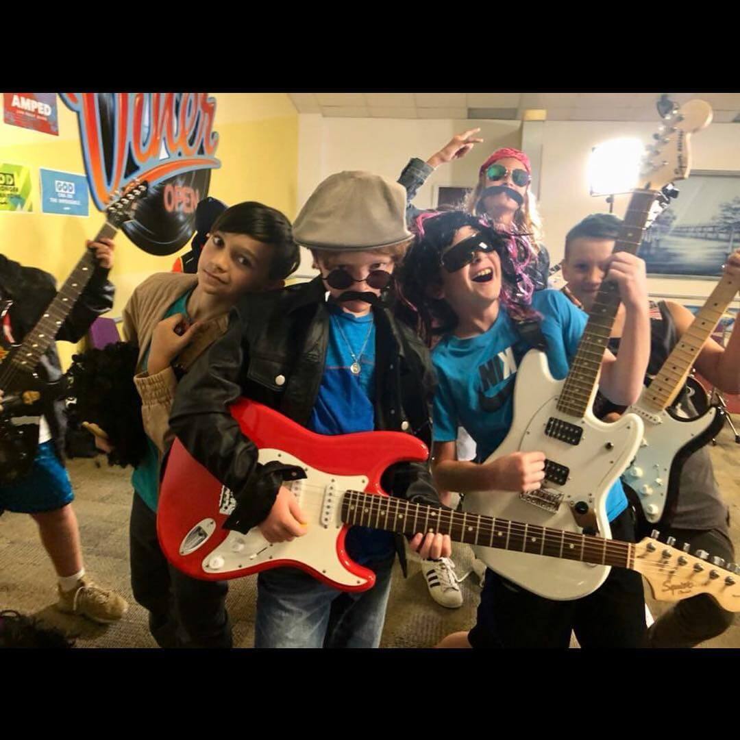 Our Rock Camp guitar video shoot in action.