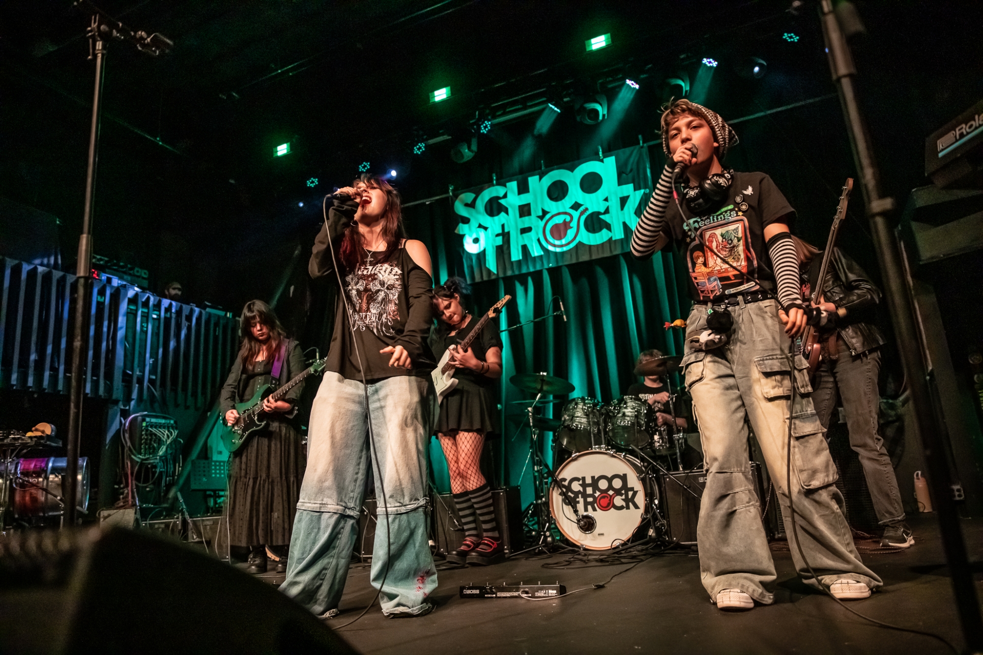 Performance Program students at School from Rock Fort Collins and Loveland, premier Northern Colorado music schools offering performance-based music lessons, rocking the stage at The Aggie Theatre!