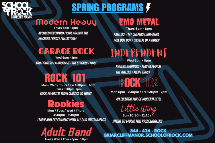 School of Rock Briarcliff Manor Spring 2024 Registration