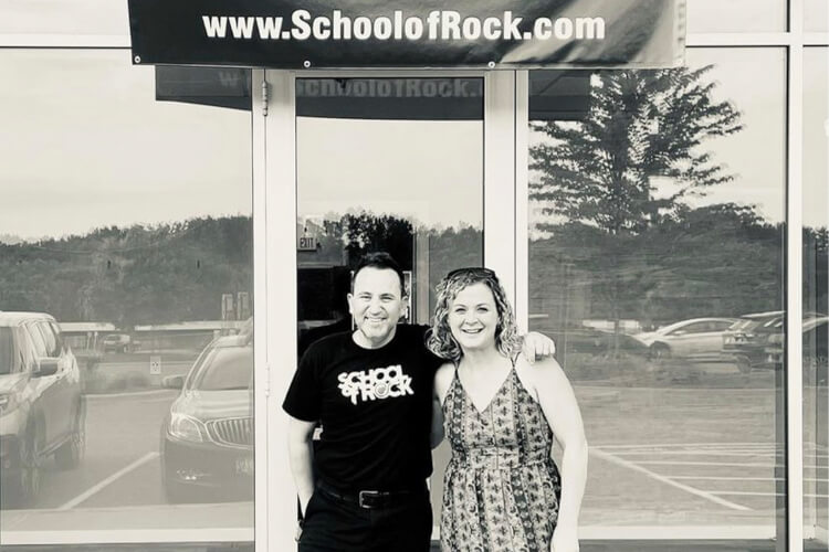 School of Rock Plymouth Owner Jora Bart and School of Rock CEO Rob Price