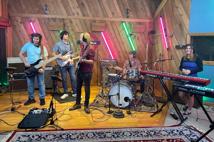 School of Rock 2021 AllStars students perform songs at Carriage House Studios in Stamford
