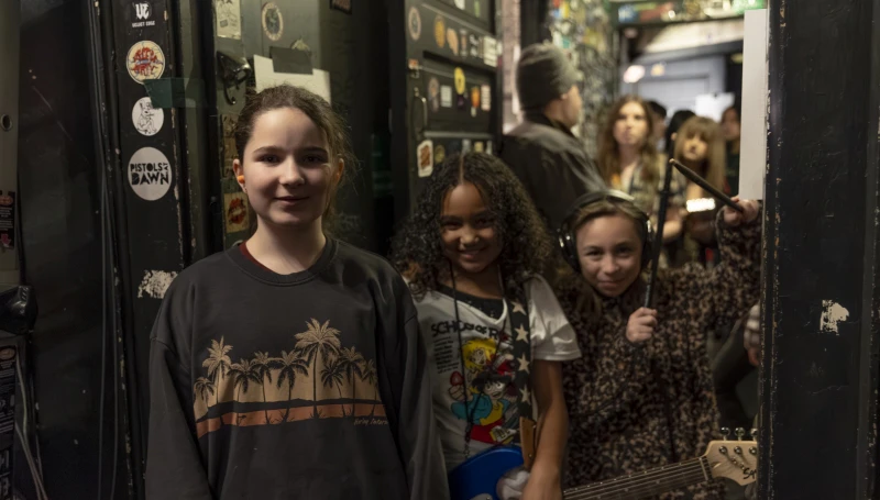 School of Rock Buckhead students backstage together before a live performance in Atlanta